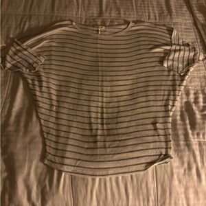 Edge Casual Cream and Gray Striped Tee